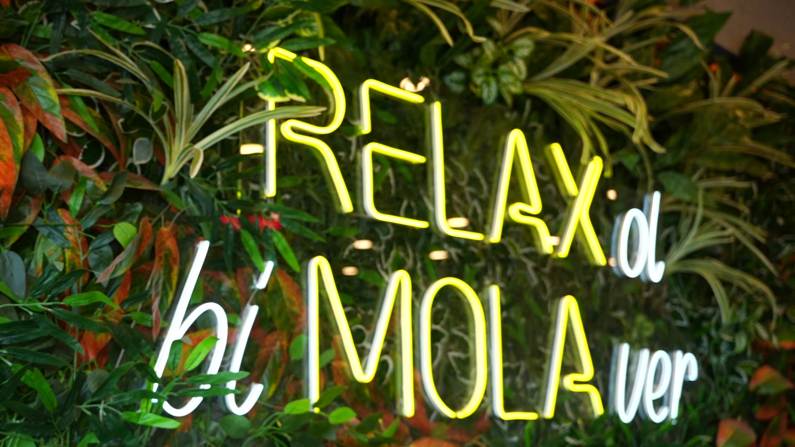 Relax ol bi mola ver neon yazısı